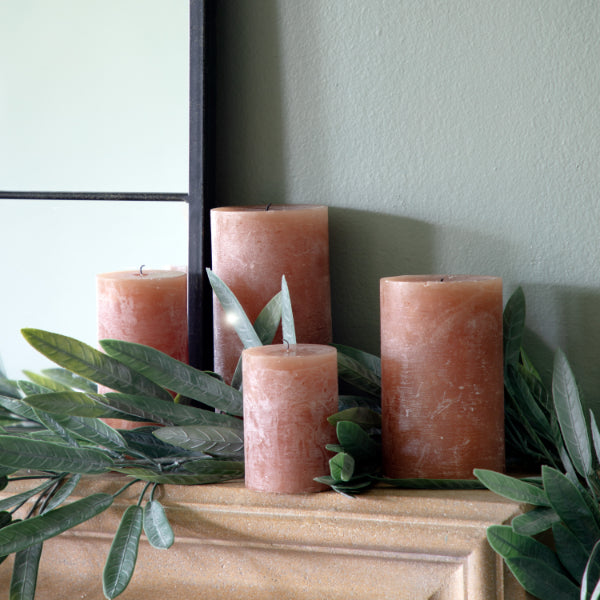 Rustic Large Pillar Candle Amber