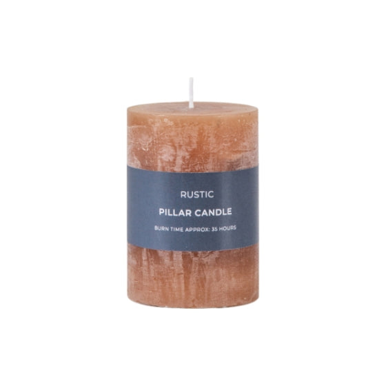 Rustic Small Pillar Candle in Amber