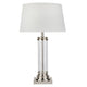 Pedestal Polished Chrome & Glass Table Lamp with Cream Shade