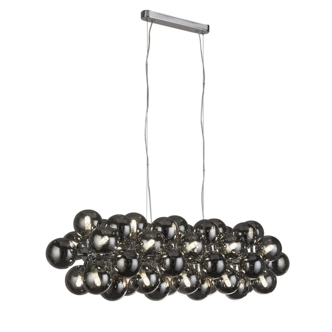 Berry 25 Light Chrome and Smoked Glass Linear Ceiling Pendant
