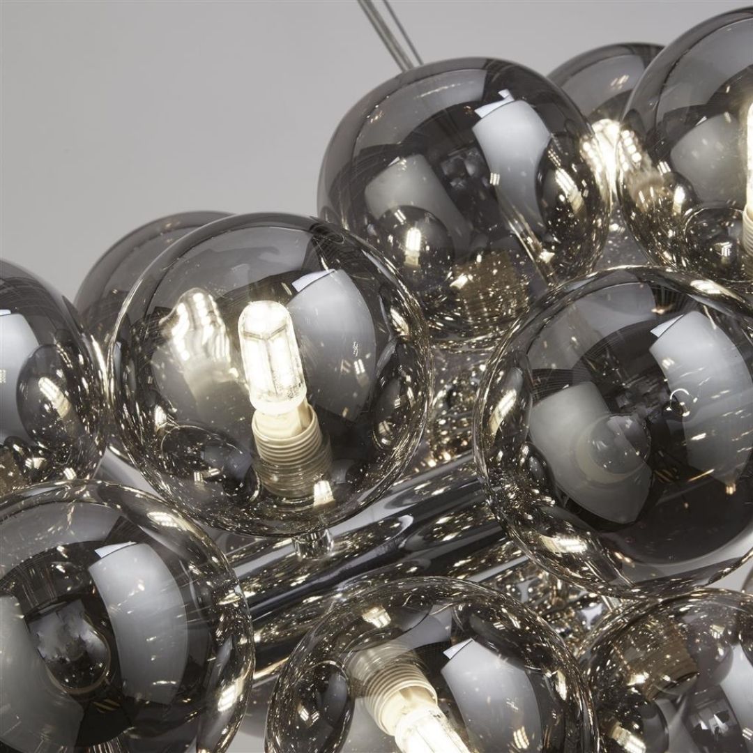 Berry 25 Light Chrome and Smoked Glass Linear Ceiling Pendant