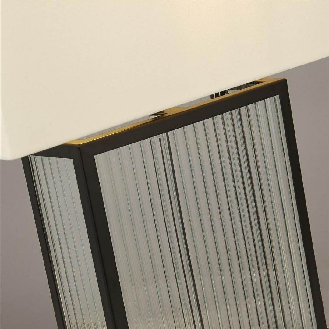 Clarendon Matte Black & Glass Table Lamp with White Shade