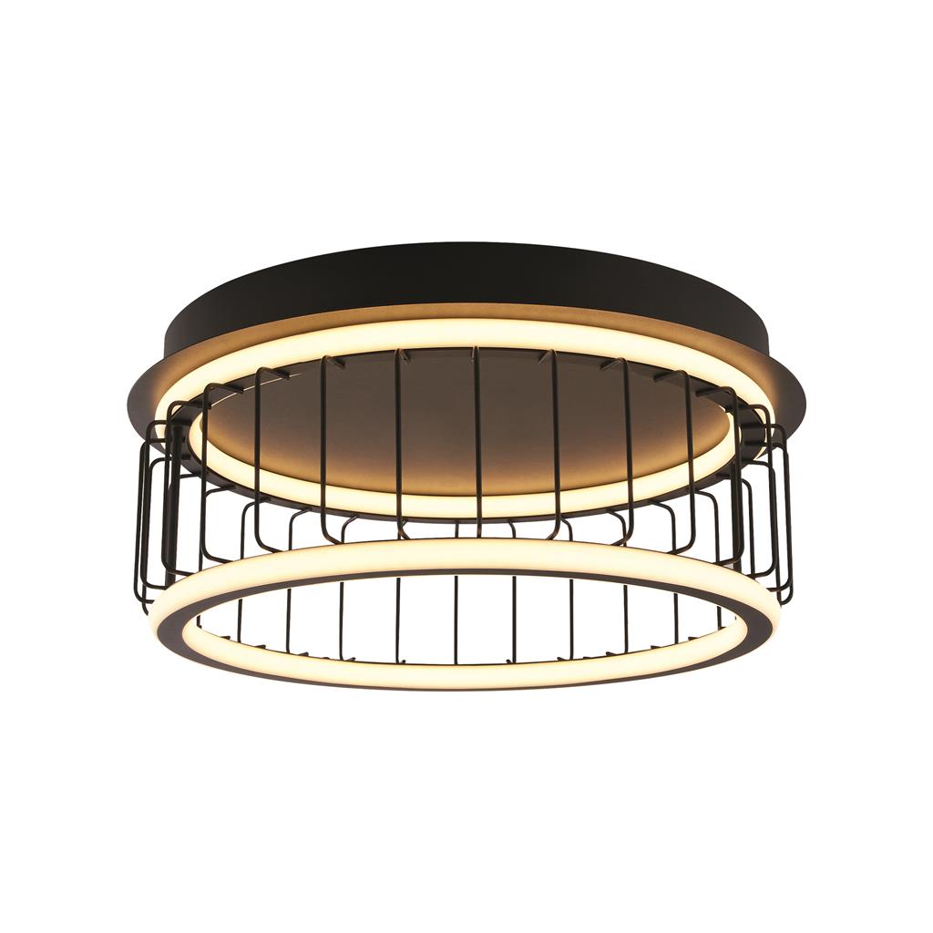 Circolo Black Cage LED Flush Ceiling Light Small