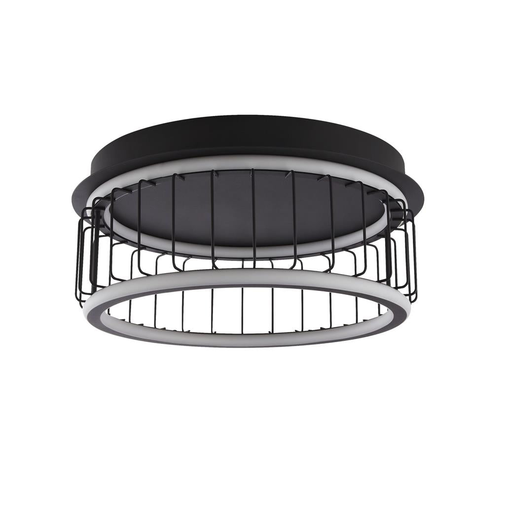 Circolo Black Cage LED Flush Ceiling Light Small