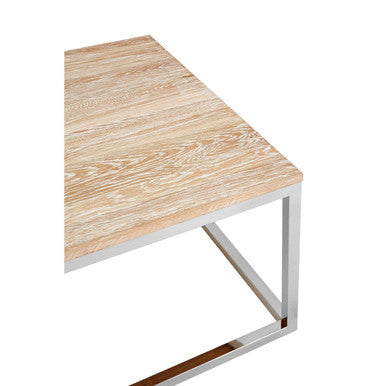 Hampstead Oak Wood and Silver Finish Coffee Table