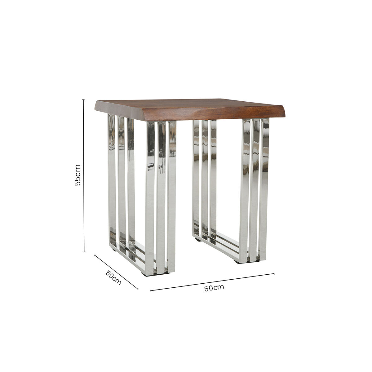 Hampstead Acacia Wood and Silver Finish Side Table
