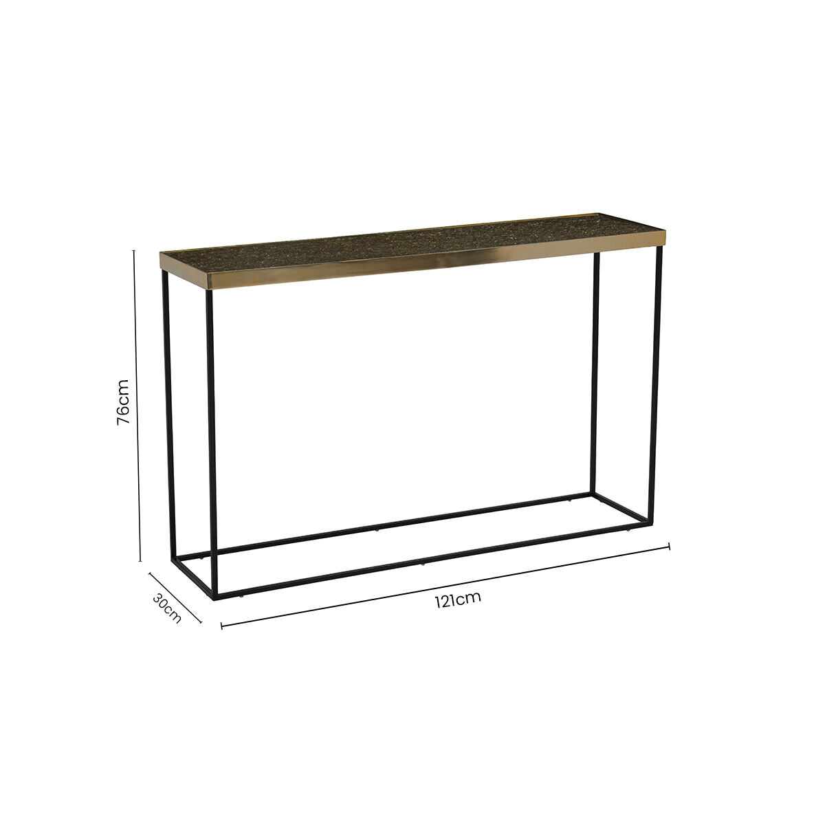 Akola Gold Finish Console Table with Black Base
