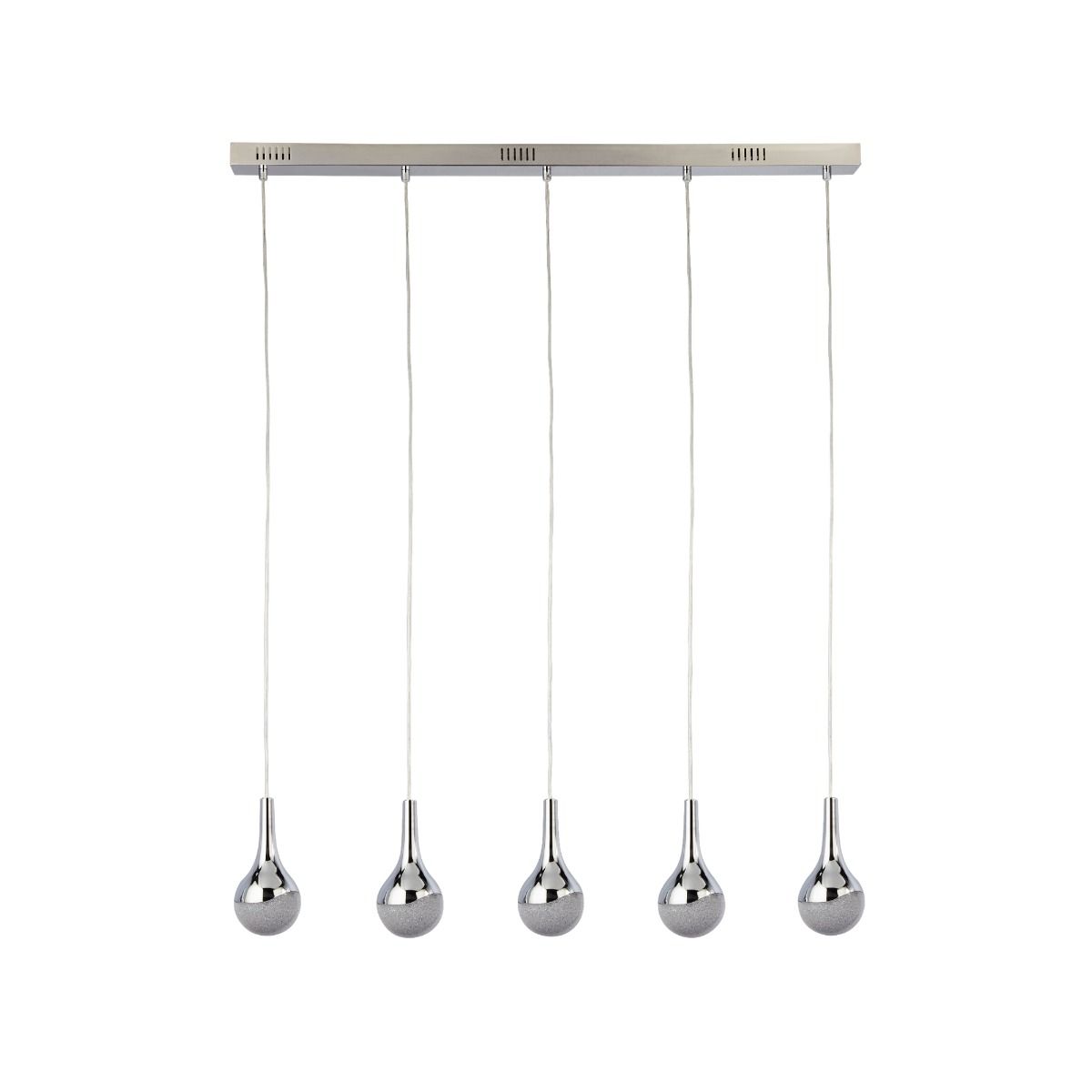 Wave 5 Light LED Polished Chrome Ceiling Bar Pendant