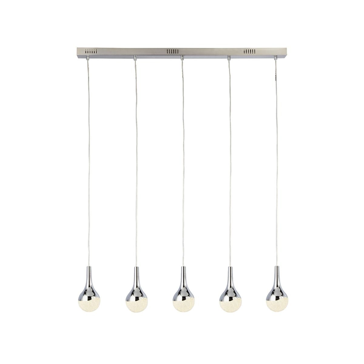 Wave 5 Light LED Polished Chrome Ceiling Bar Pendant