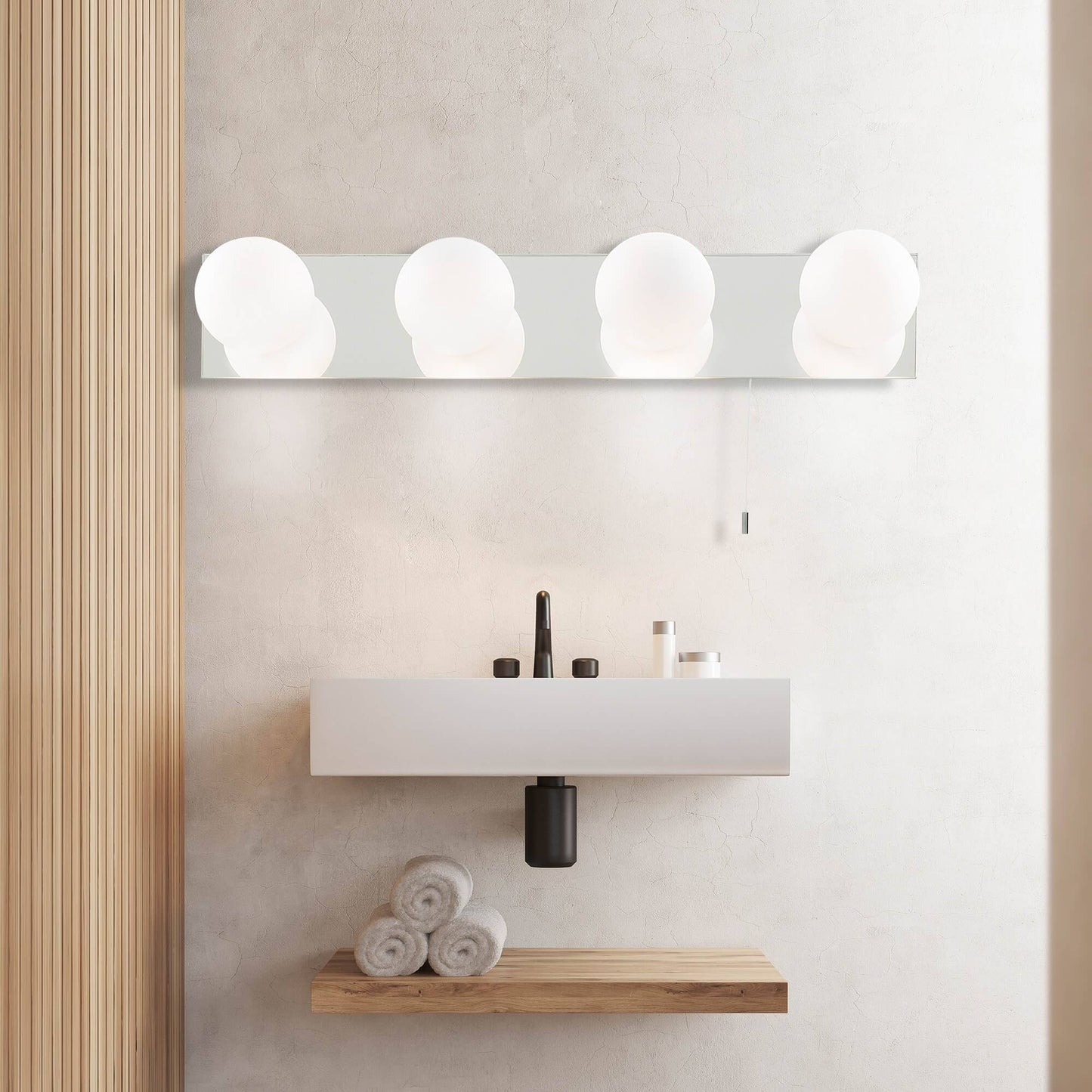 LED Warm White IP44 Polished Chrome Bathroom Wall Light with Opal Shades