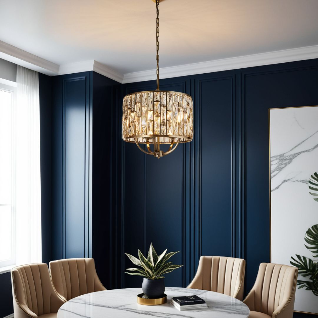 Bijou 5 Light Antique Brass and Glass Pendant Ceiling Light