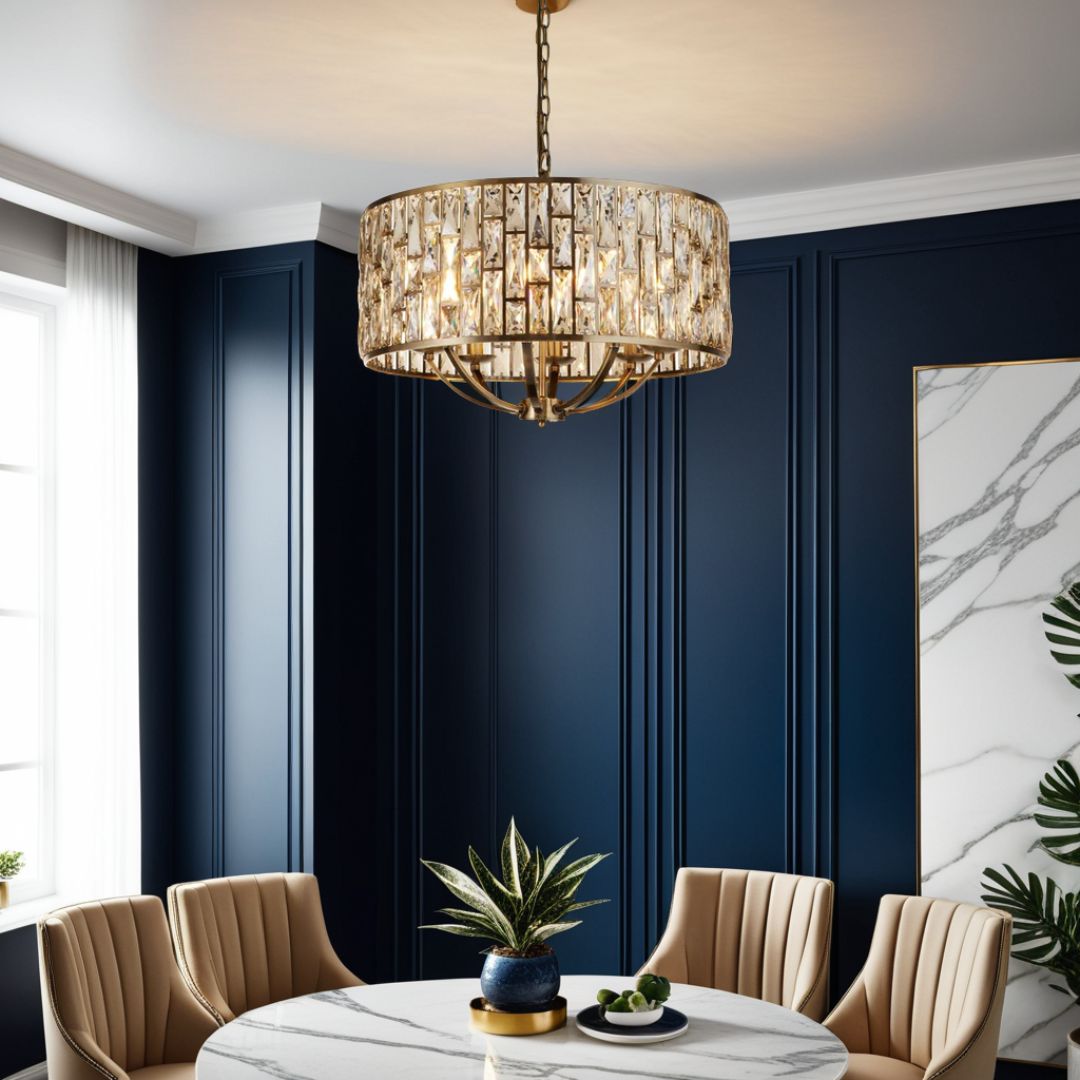 Bijou 8 Light Antique Brass and Glass Pendant Ceiling Light