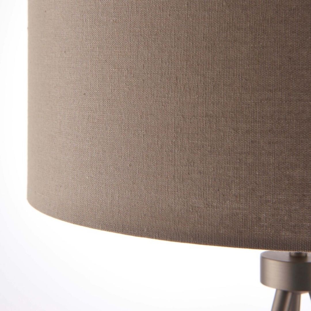 Tri Matte Nickel Tripod Table Lamp with Grey Shade