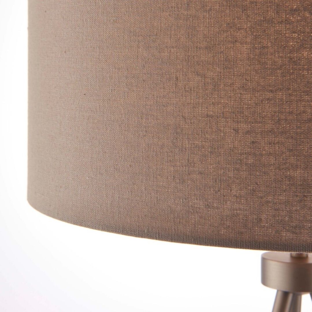 Tri Matte Nickel Tripod Table Lamp with Grey Shade