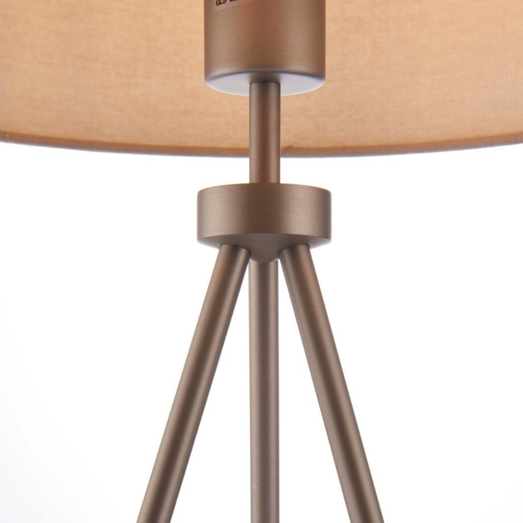 Tri Matte Nickel Tripod Table Lamp with Grey Shade