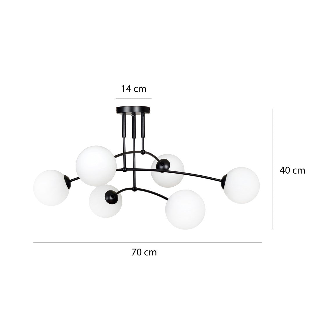 Pregos 6 Light Semi Flush Light Black & White