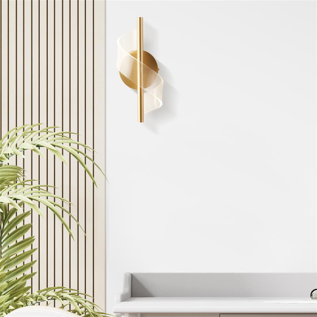 Lux & Belle LED Painted Gold Metal & Clear Acrylic Wall Light