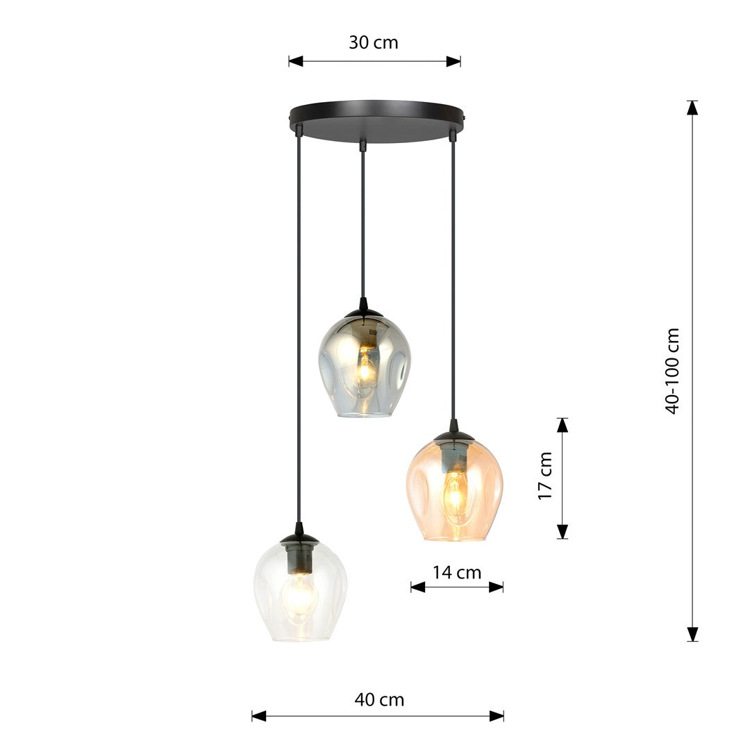 Istar 3 Light Pendant Black, Graphite & Amber