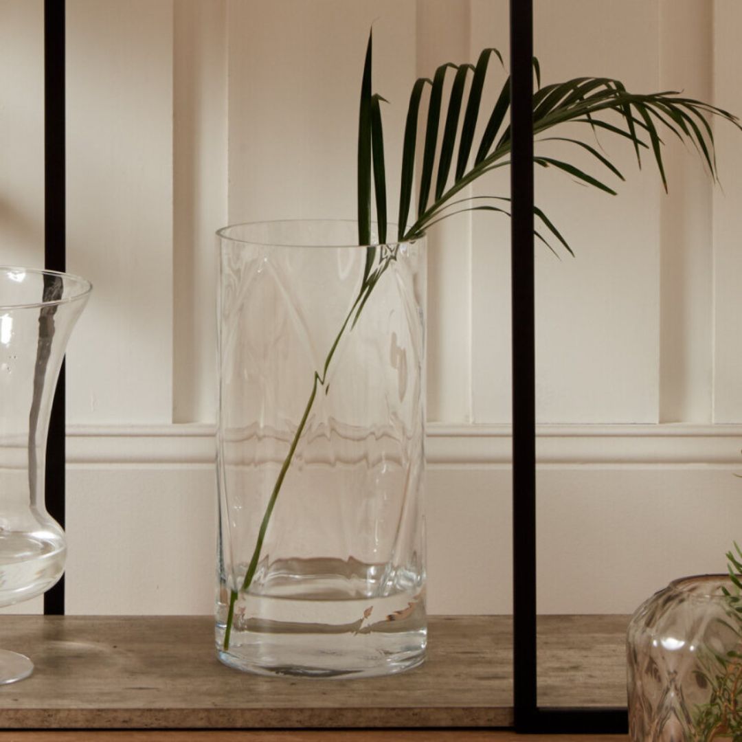 Round Optic Clear Glass Vase Small