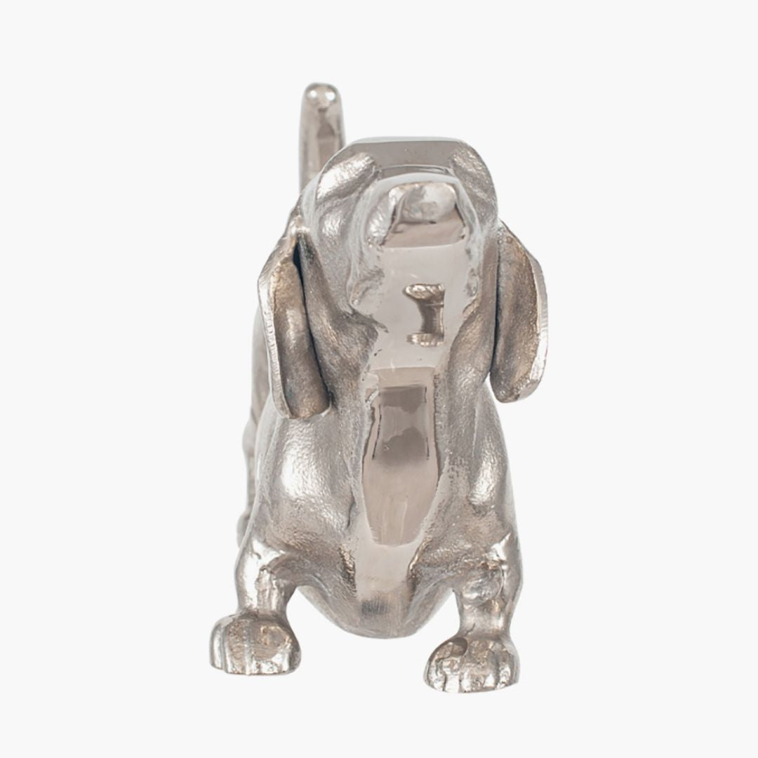 Silver Sausage Dog Book Ends