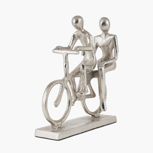 Double Cyclist Ornament in Silver