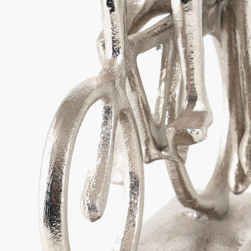Double Cyclist Ornament in Silver