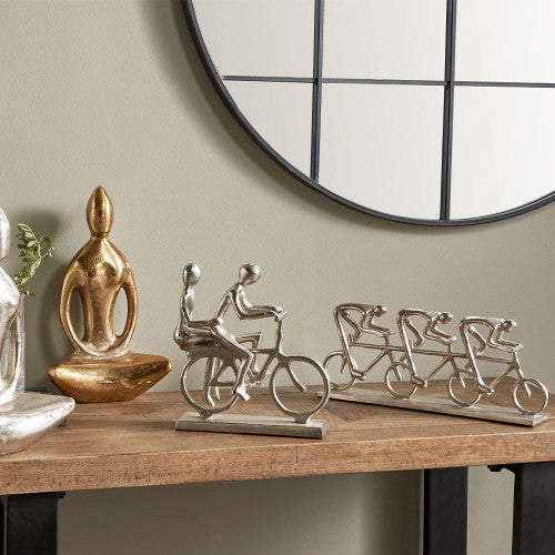 Double Cyclist Ornament in Silver