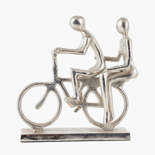 Double Cyclist Ornament in Silver