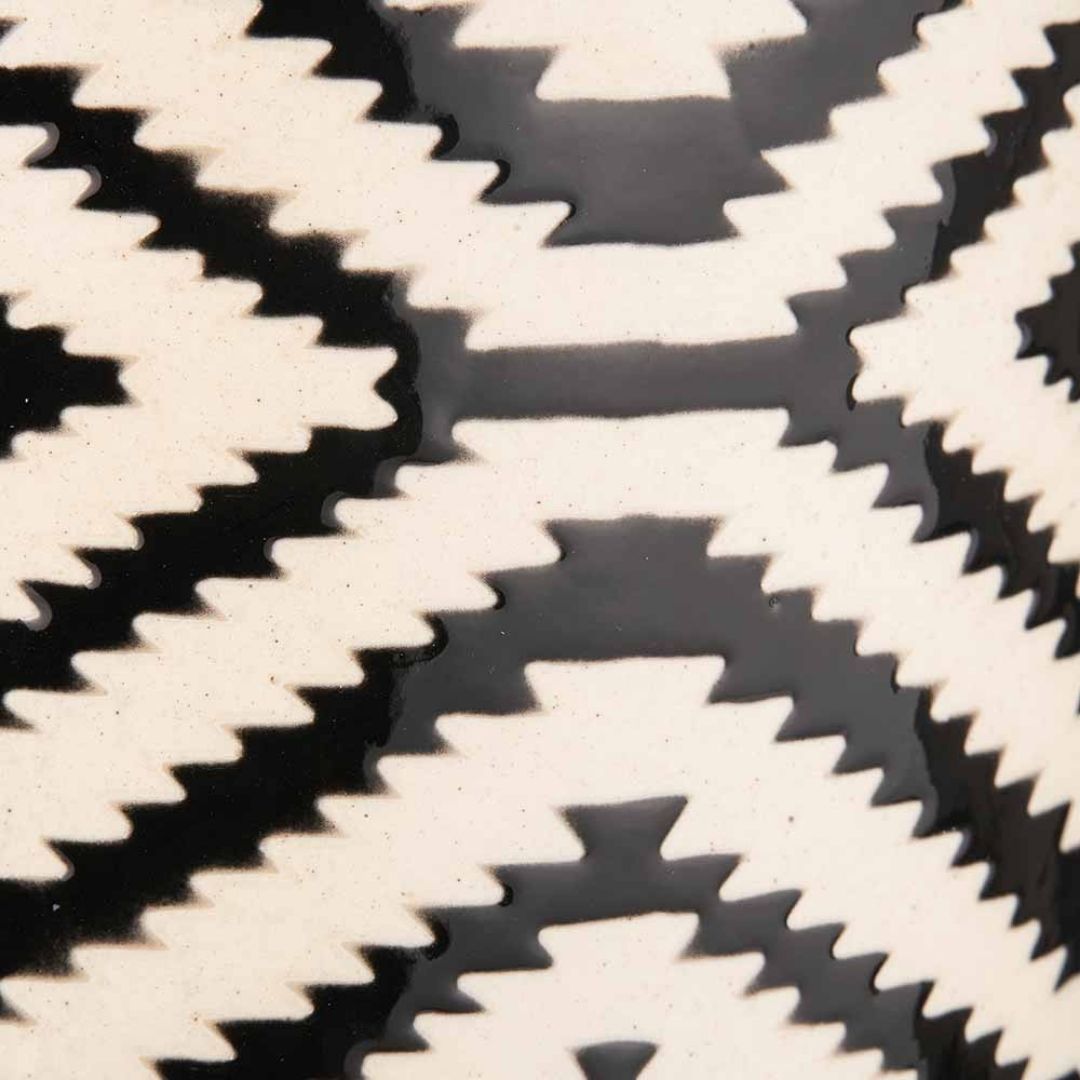 Chirala Black & White Aztec Ceramic Jar