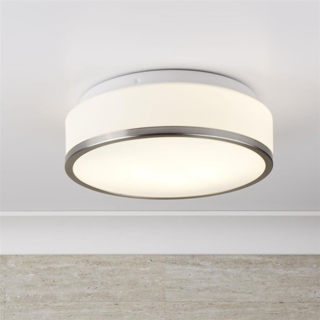 2 Light Flush Bathroom Ceiling Light Satin Chrome