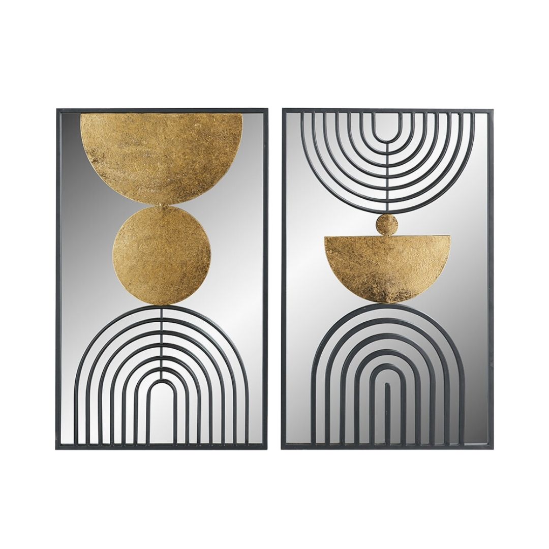 Mirrored Black and Gold Metal Wall Art