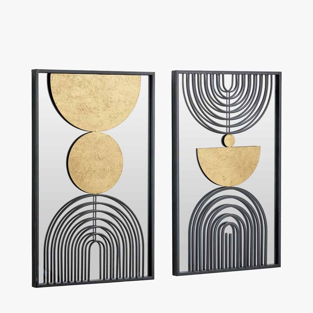 Mirrored Black and Gold Metal Wall Art