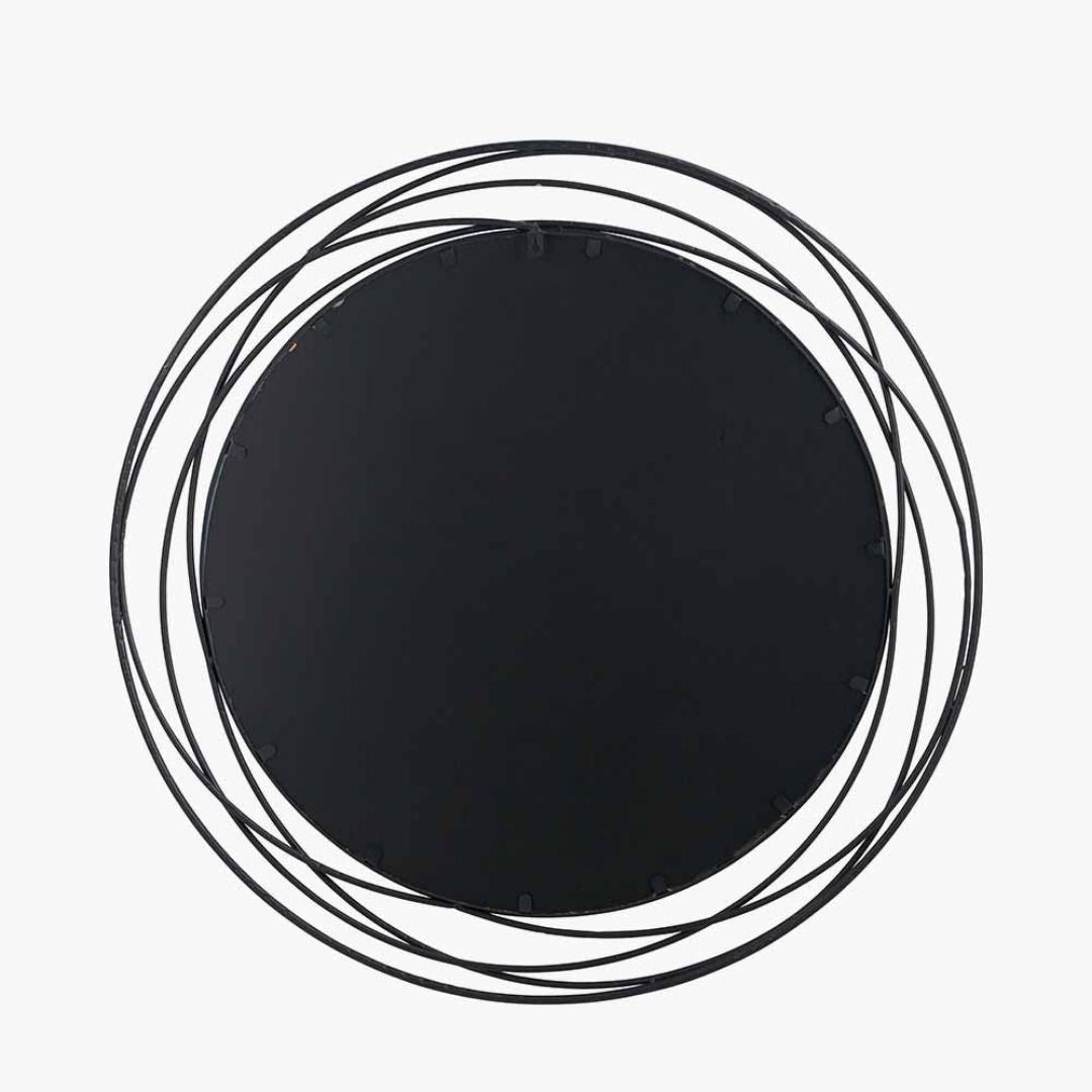 Swirl Black Metal Round Wall Mirror