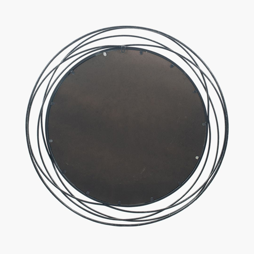 Swirl Silver Metal Round Wall Mirror