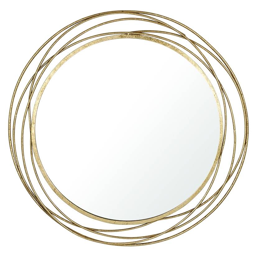 Swirl Gold Metal Round Wall Mirror