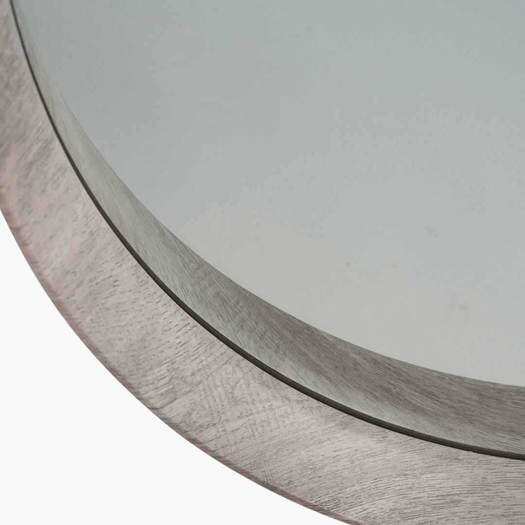 Round 74cm Grey Oak Mirror