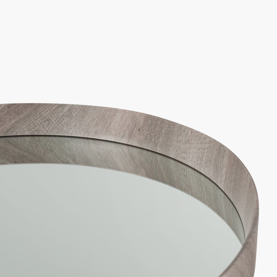 Round 74cm Grey Oak Mirror