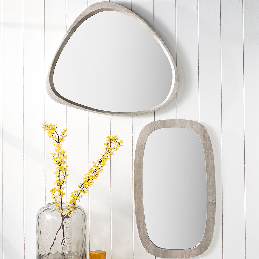 Curved Oak Grey Wall Mirror