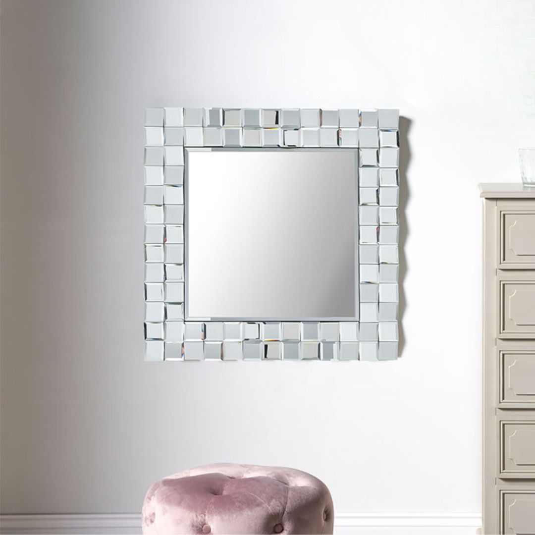 Tiled Square 65cm Silver Mirror