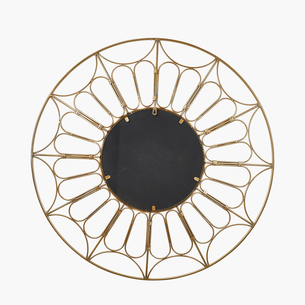 Gold Metal Cane Effect Frame Round Wall Mirror