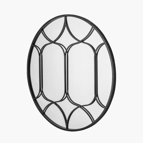 Black Metalwork Decorative Round Mirror