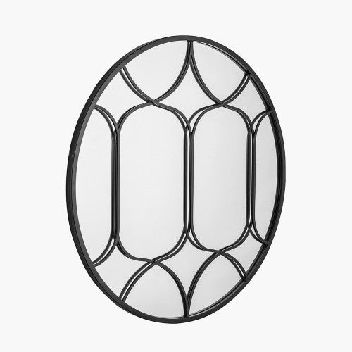 Black Metalwork Decorative Round Mirror