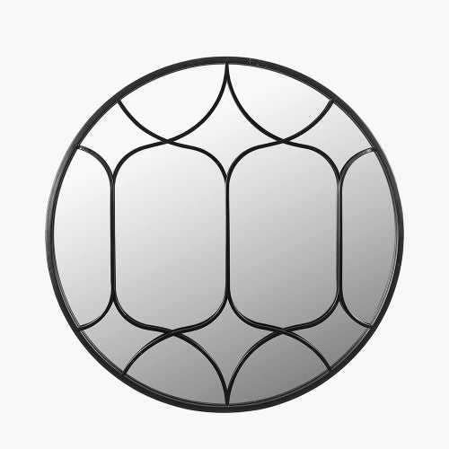 Black Metalwork Decorative Round Mirror