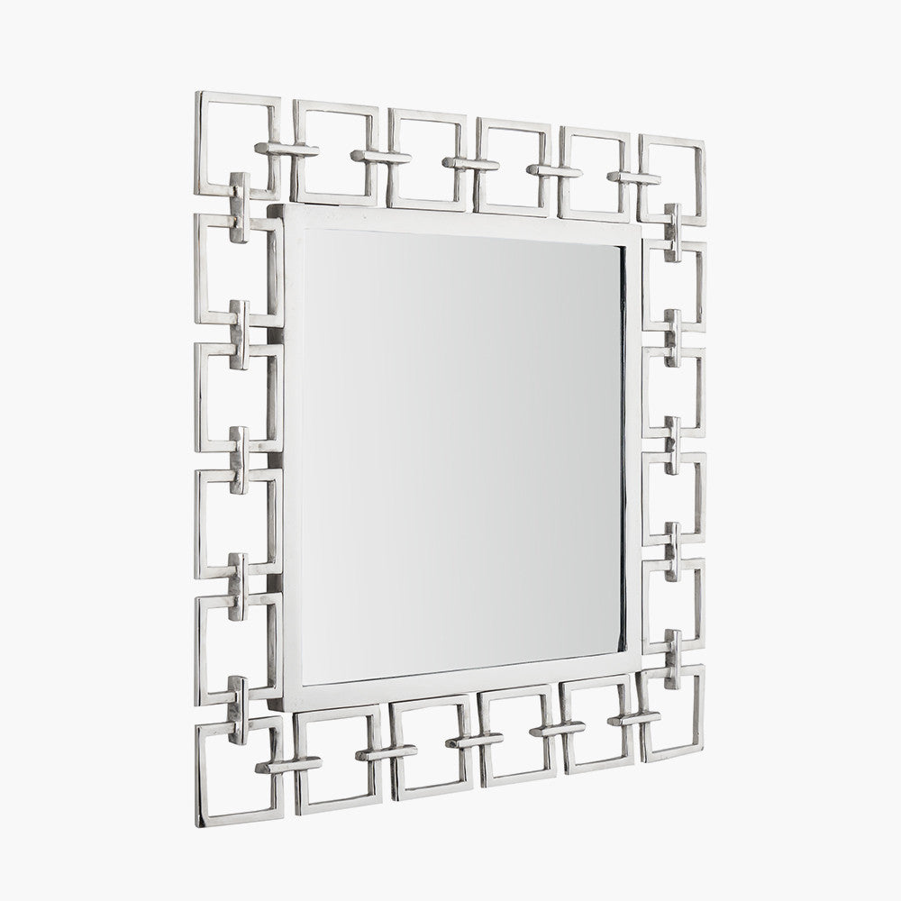 Chain Link Effect Square Mirror in Nickle