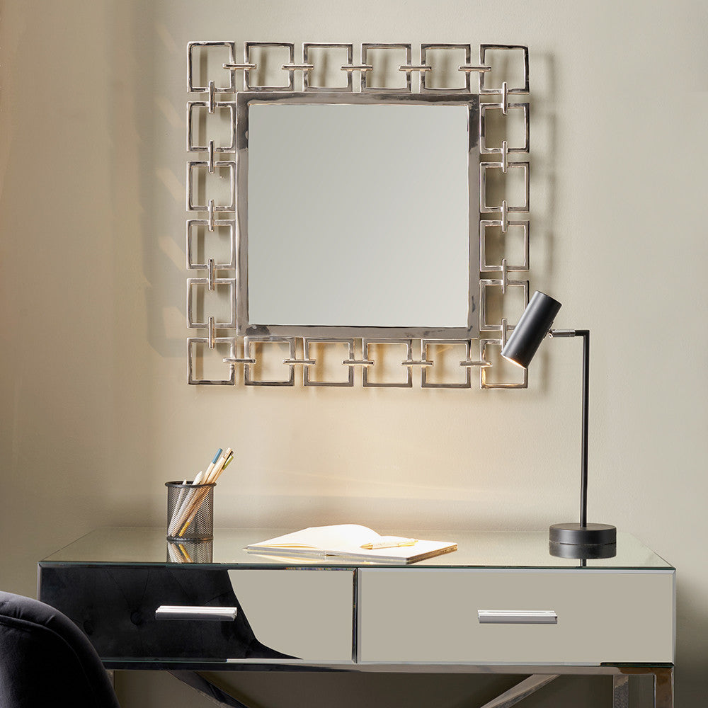 Chain Link Effect Square Mirror in Nickle