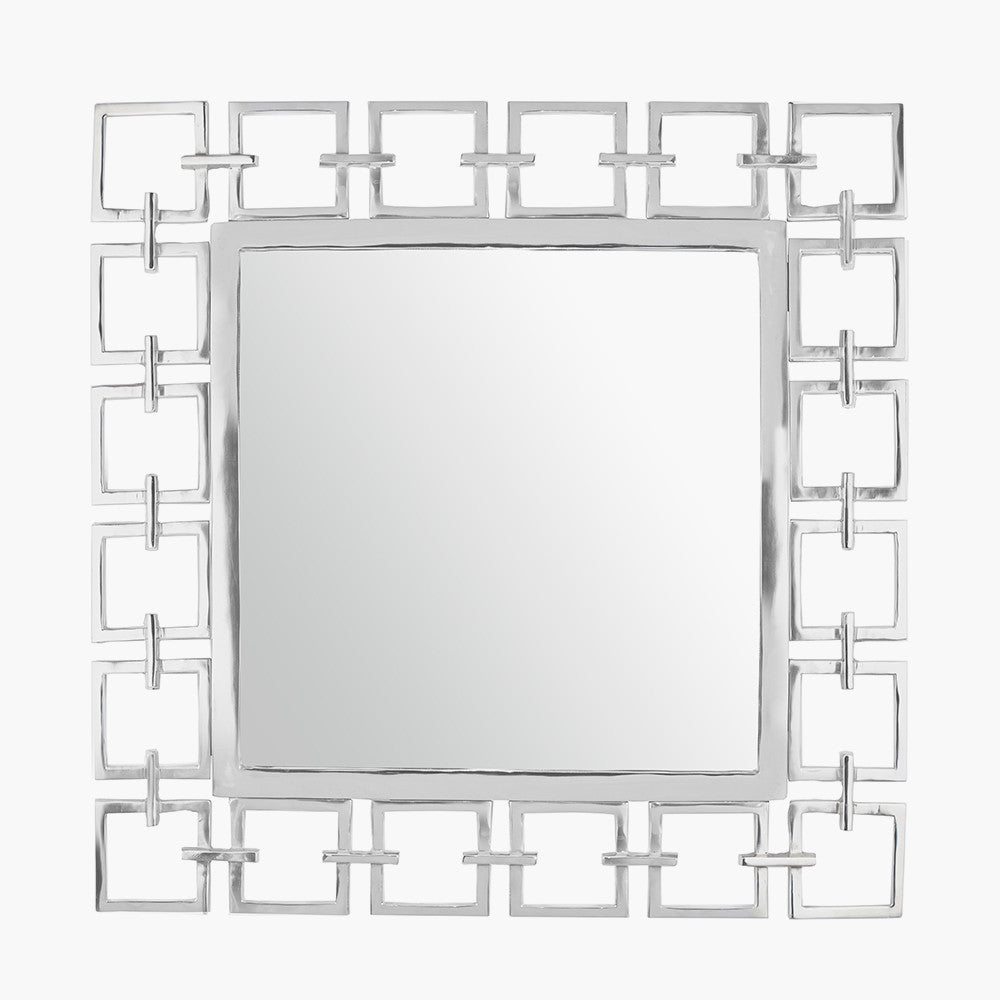 Chain Link Effect Square Mirror in Nickle