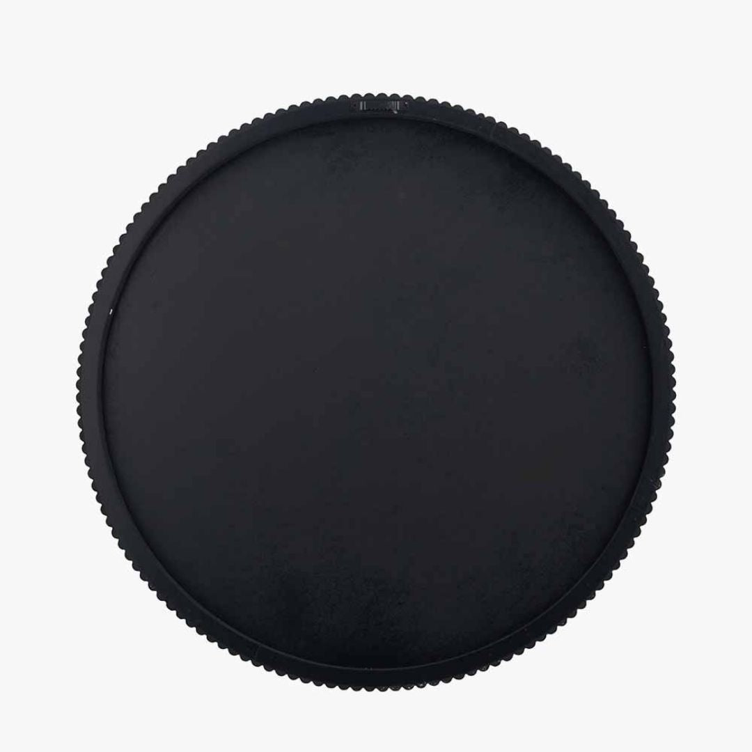 Black Metal Textured Round Wall Mirror