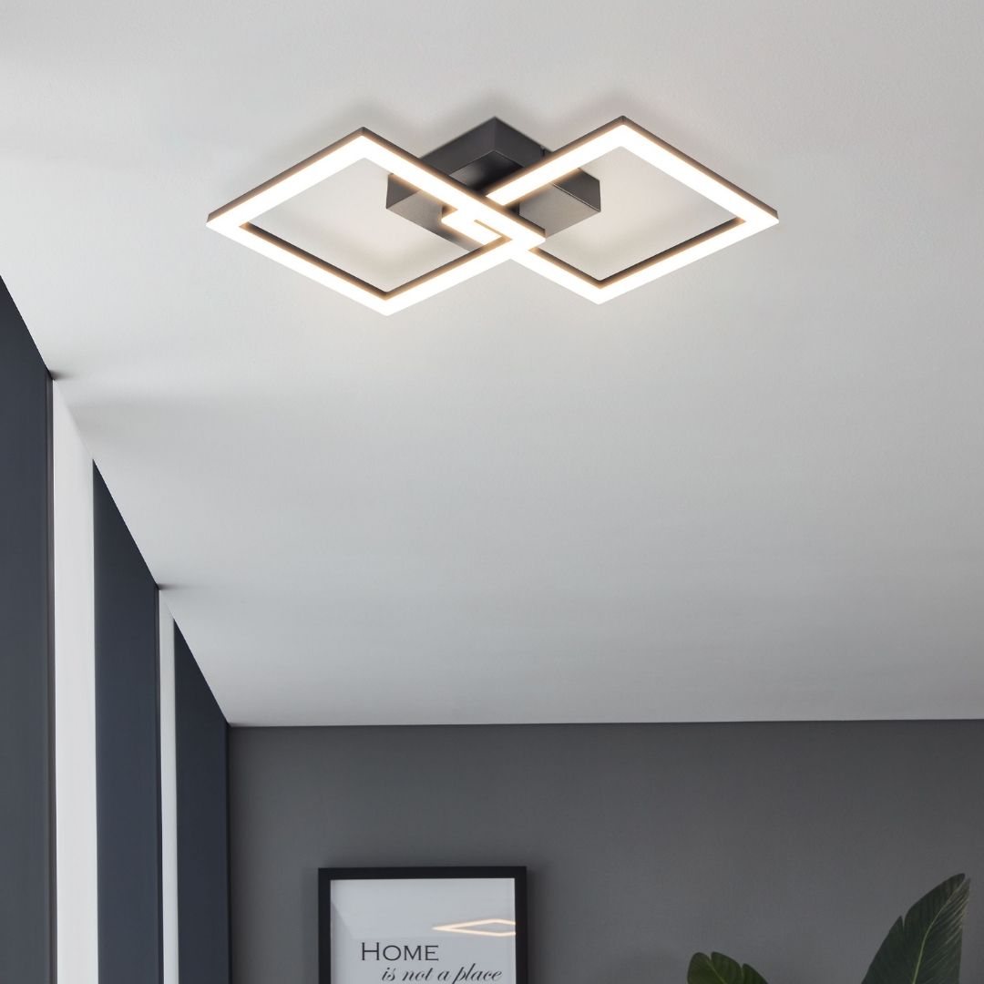 Huerta 2 Light Black LED Flush Ceiling Light