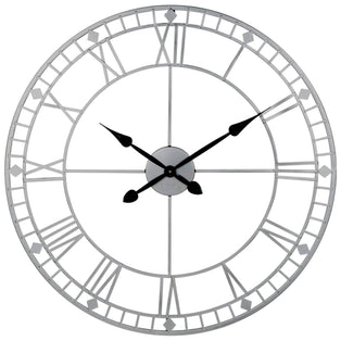 Skeleton Round Antique Silver Wall Clock