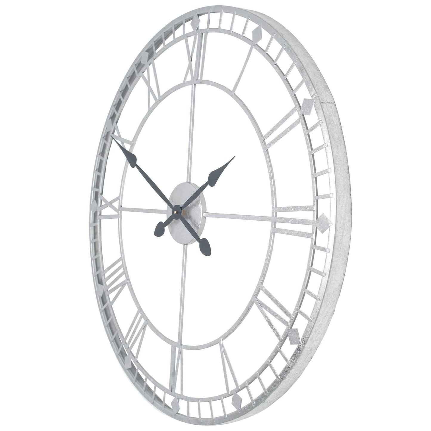 Skeleton Round Antique Silver Wall Clock